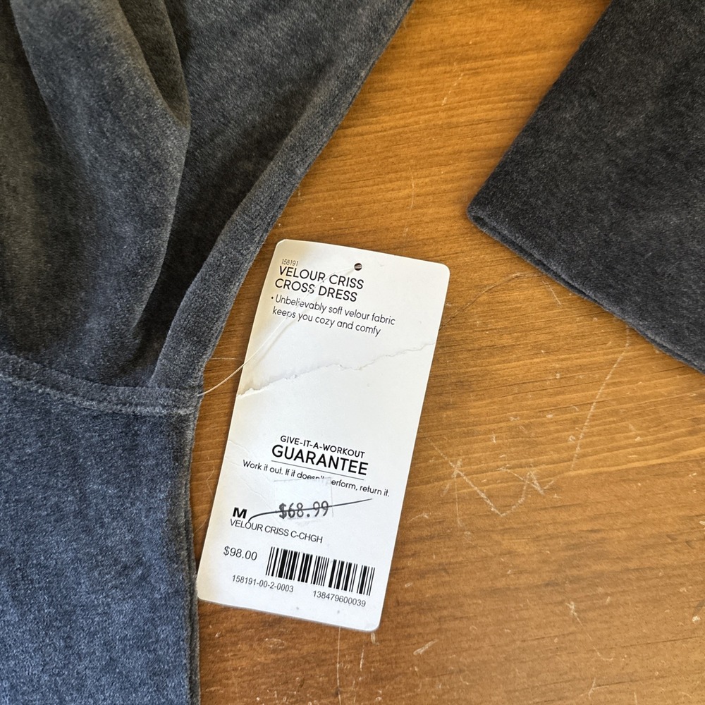 NWT Athleta M Velour Criss Cross Dress Charcoal Gray Quiet Luxury Everyday - Picture 8 of 12